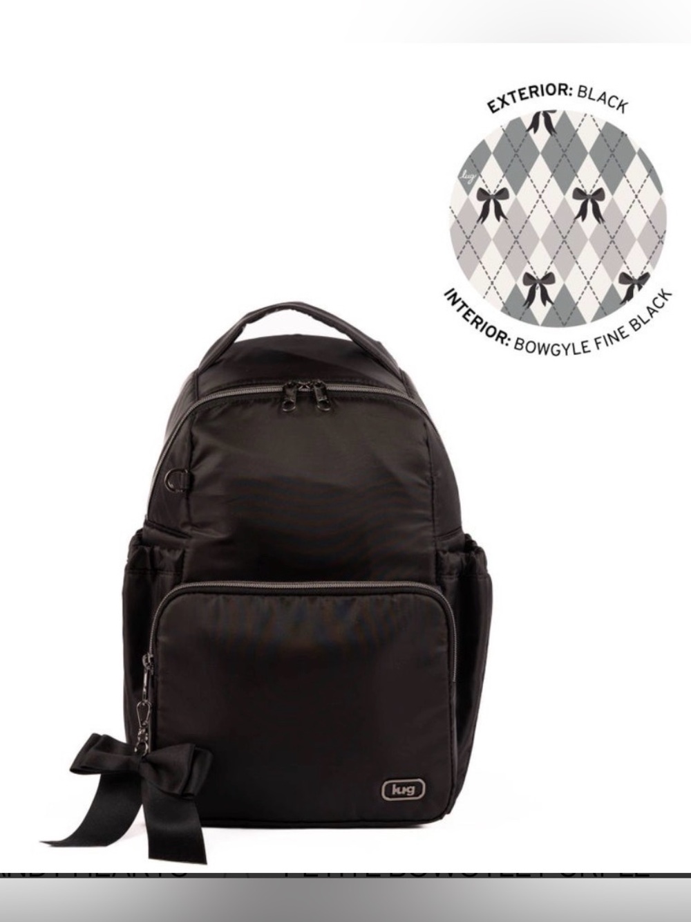 LUG Pattycake Backpack w/Removable Bow Puller NWT Black